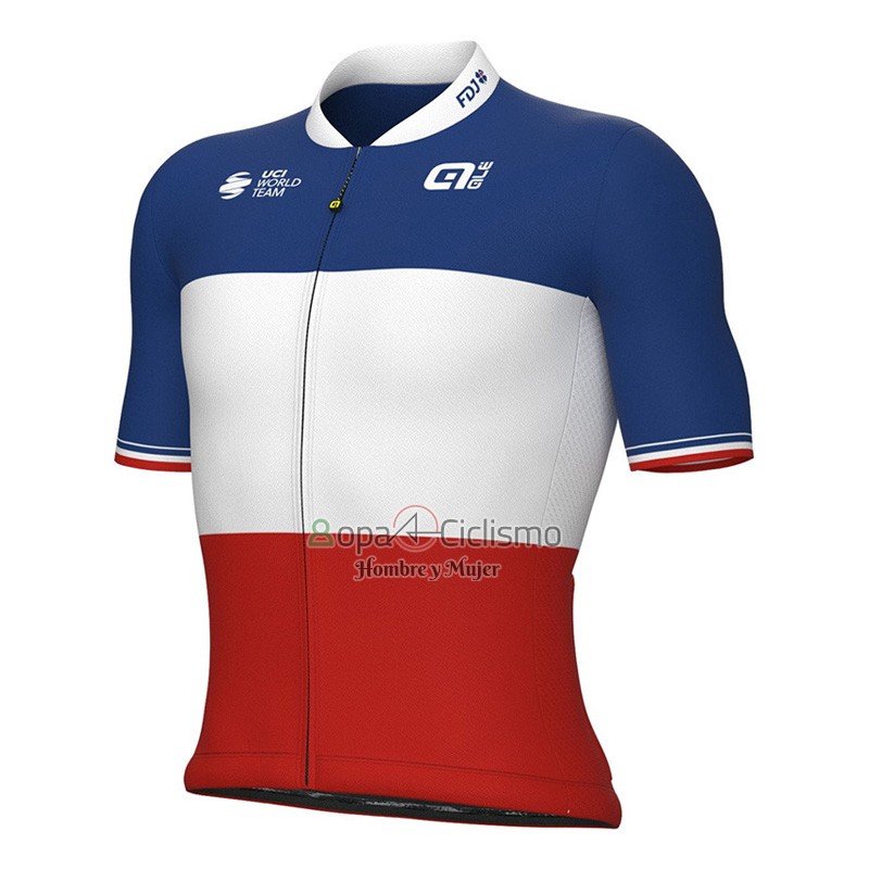 Groupama FDJ Ropa Ciclismo Culotte Corto 2023 Mangas Cortas Blanco